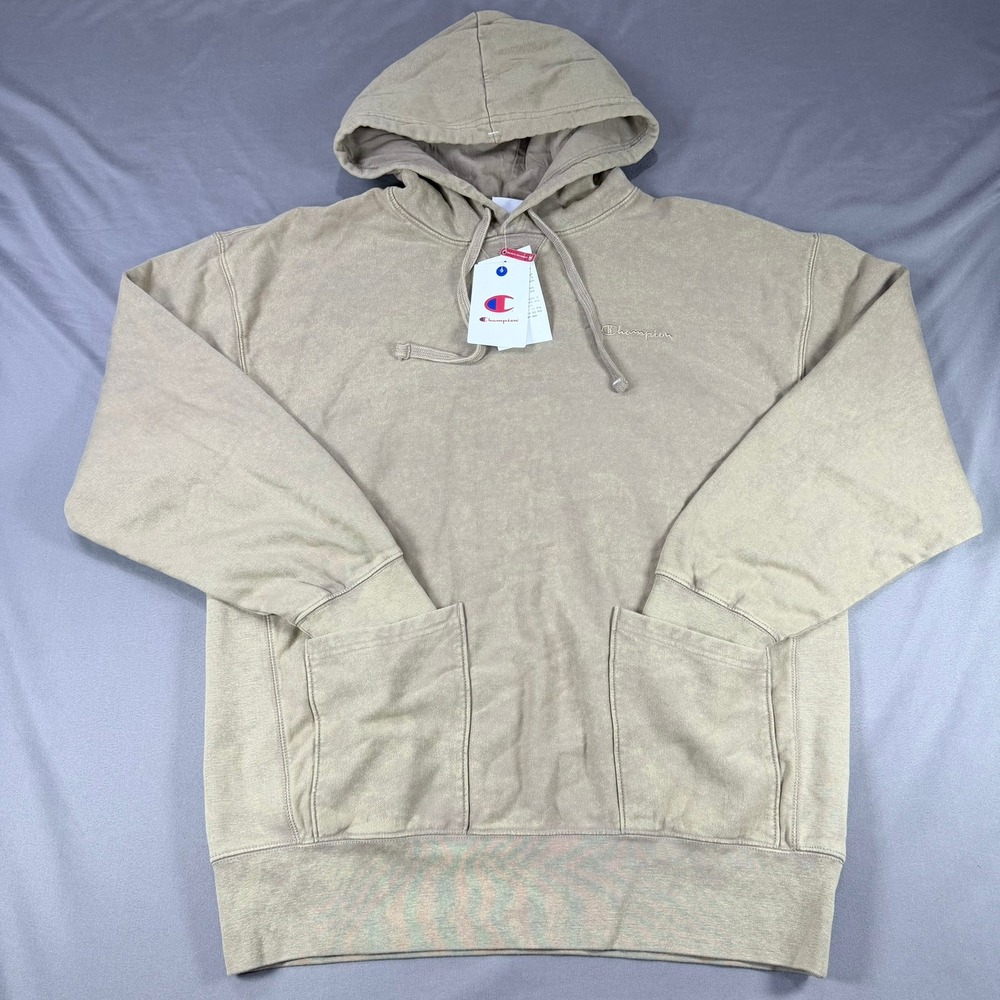 Champion Mens S Khaki Cotton Rewind Vintage Wash Pullover Hoodie CPM253FH03011